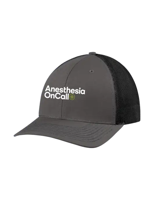Richardson Adjustable Snapback Original 112 Trucker Cap Dark Grey w/Black Mesh w/Anesthesia OnCall Logo