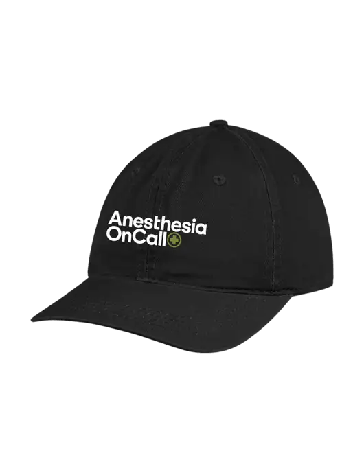 Garment Washed Unstructured Twill Black Cap w/Anesthesia OnCall Logo