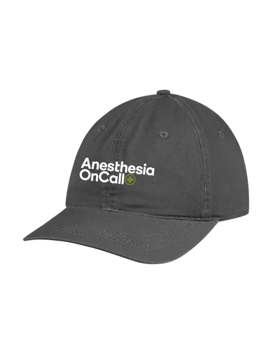 Garment Washed Unstructured Twill Charcoal Cap w/Anesthesia OnCall Logo