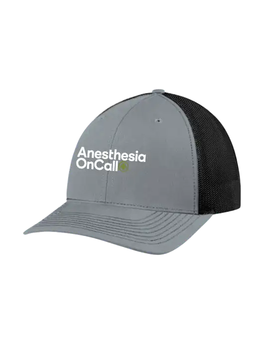 Richardson Adjustable Snapback Original 112 Trucker Cap Heather Grey w/Black Mesh w/Anesthesia OnCall Logo