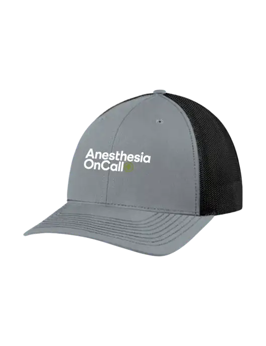 Richardson Adjustable Snapback Original 112 Trucker Cap Heather Grey w/Black Mesh w/Anesthesia OnCall Logo