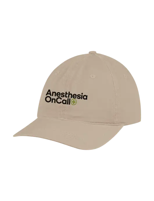 Garment Washed Unstructured Twill Tan Cap w/Anesthesia OnCall Logo