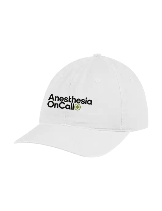 Garment Washed Unstructured Twill White Cap w/Anesthesia OnCall Logo