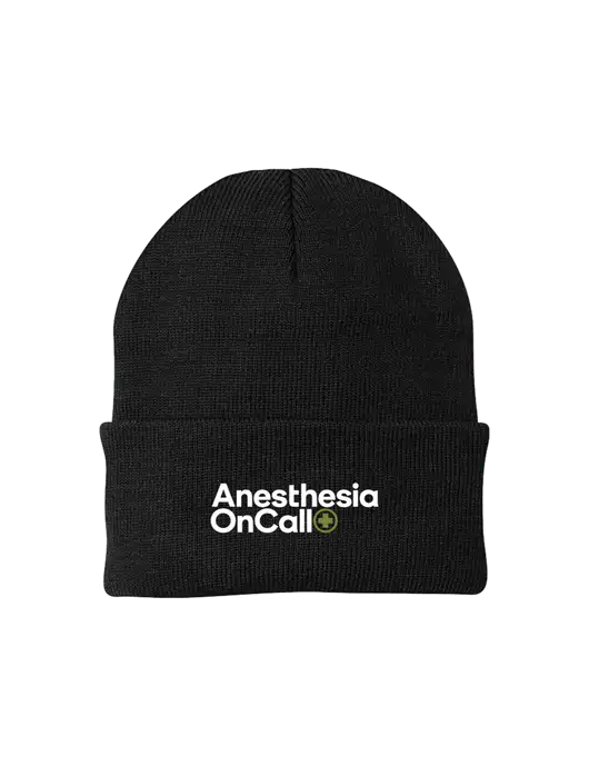 Black Knit Cap w/Anesthesia OnCall Logo