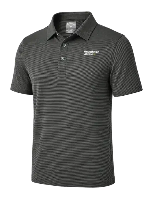 Callaway Black Fine Line Stripe Polo w/Anesthesia OnCall Logo