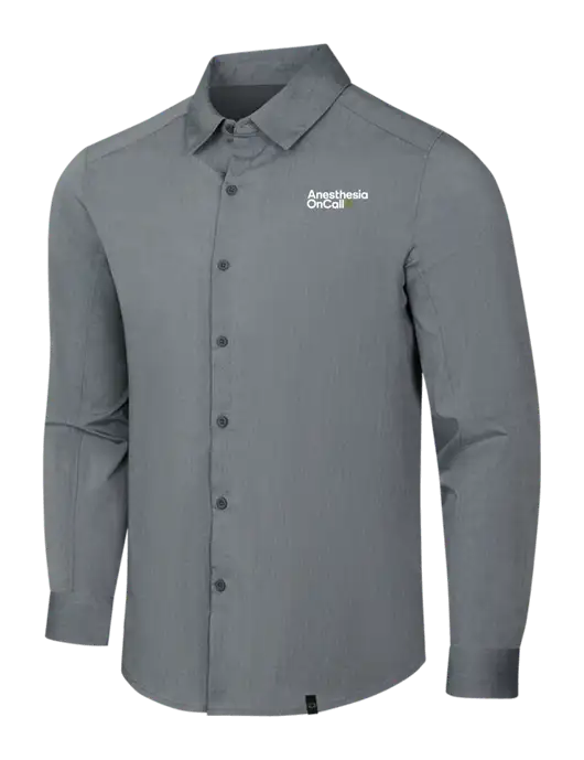 OGIO Medium Grey Heather Commuter Woven Shirt w/Anesthesia OnCall Logo