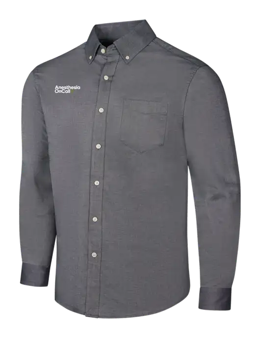 Dark Grey SuperPro Oxford Shirt w/Anesthesia OnCall Logo