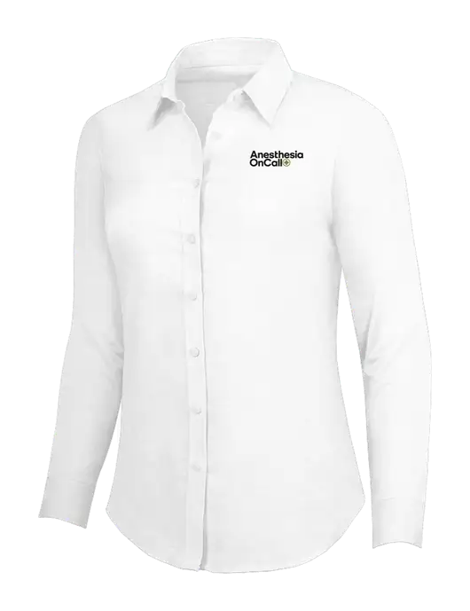 White Womens SuperPro Oxford Shirt w/Anesthesia OnCall Logo