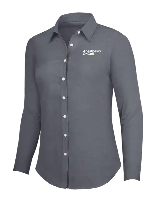 Dark Grey Womens SuperPro Oxford Shirt w/Anesthesia OnCall Logo