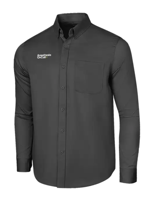 Long Sleeve Dark Grey Superpro React Twill Shirt w/Anesthesia OnCall Logo