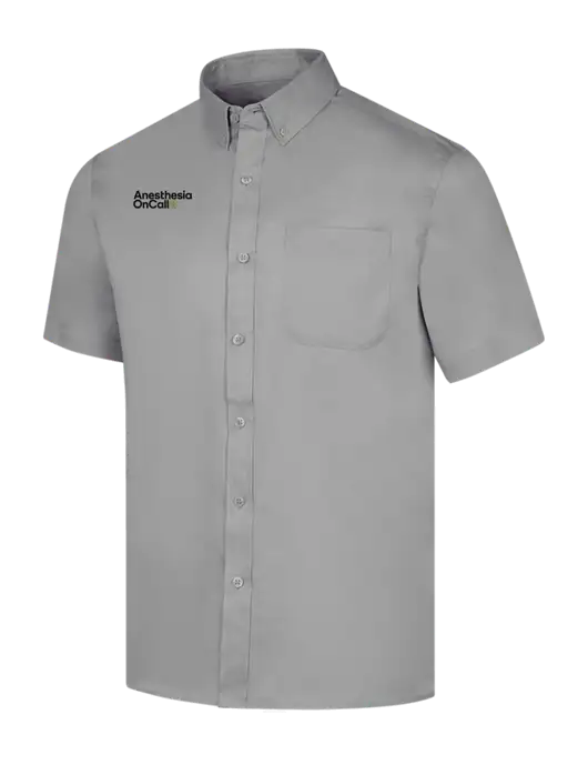 Short Sleeve Light Grey Superpro React Twill Shirt w/Anesthesia OnCall Logo