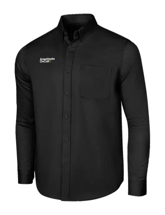 Long Sleeve Deep Black Superpro React Twill Shirt w/Anesthesia OnCall Logo