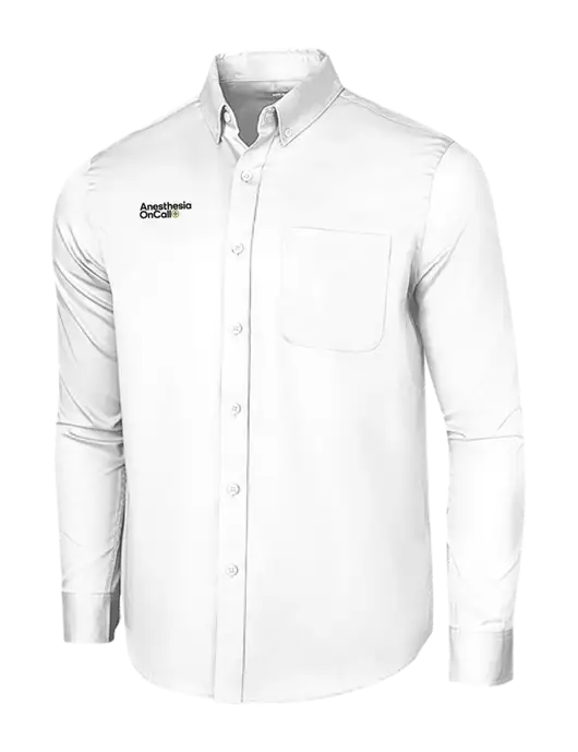 Long Sleeve White Superpro React Twill Shirt w/Anesthesia OnCall Logo