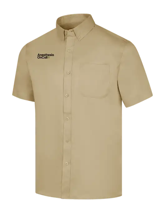 Short Sleeve Dark Tan Superpro React Twill Shirt w/Anesthesia OnCall Logo