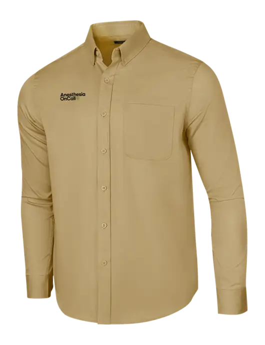 Long Sleeve Dark Tan Superpro React Twill Shirt w/Anesthesia OnCall Logo