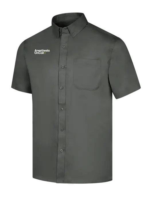 Short Sleeve Dark Grey Superpro React Twill Shirt w/Anesthesia OnCall Logo