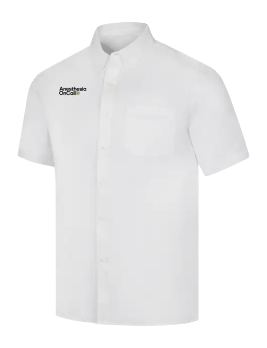 Short Sleeve White Superpro React Twill Shirt w/Anesthesia OnCall Logo