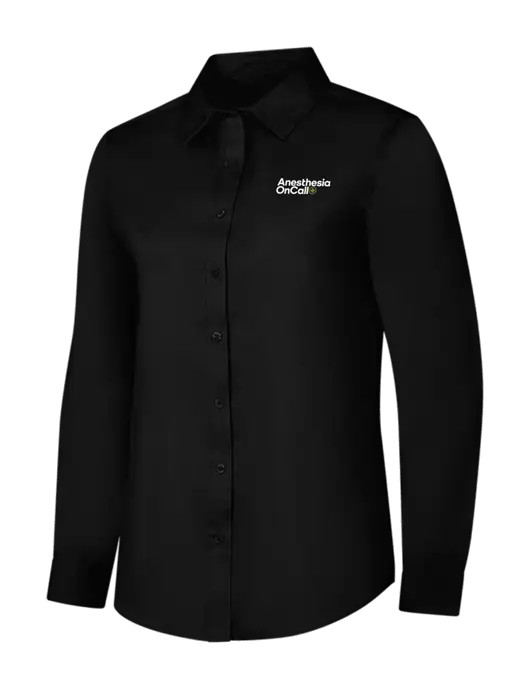 Womens Black Long Sleeve Superpro React Twill Shirt w/Anesthesia OnCall Logo