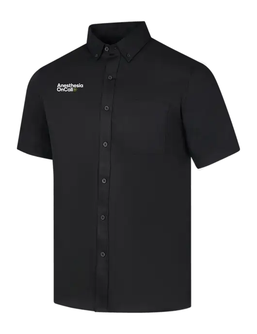 Short Sleeve Deep Black Superpro React Twill Shirt w/Anesthesia OnCall Logo