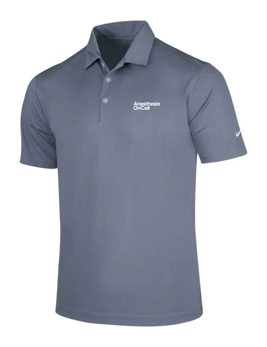 NIKE Medium Grey Dri-Fit Vertical Mesh Polo w/Anesthesia OnCall Logo