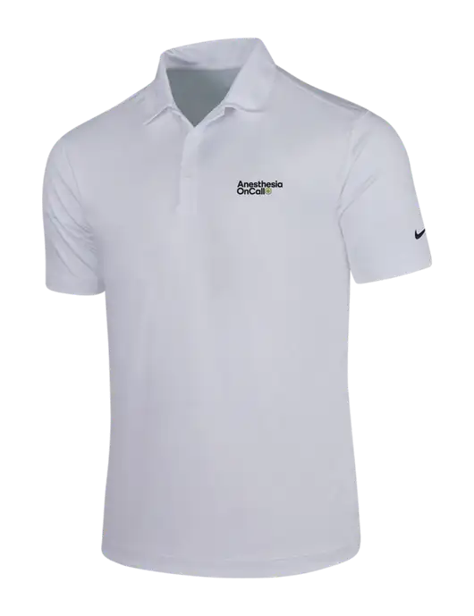 NIKE White Dri-Fit Vertical Mesh Polo w/Anesthesia OnCall Logo