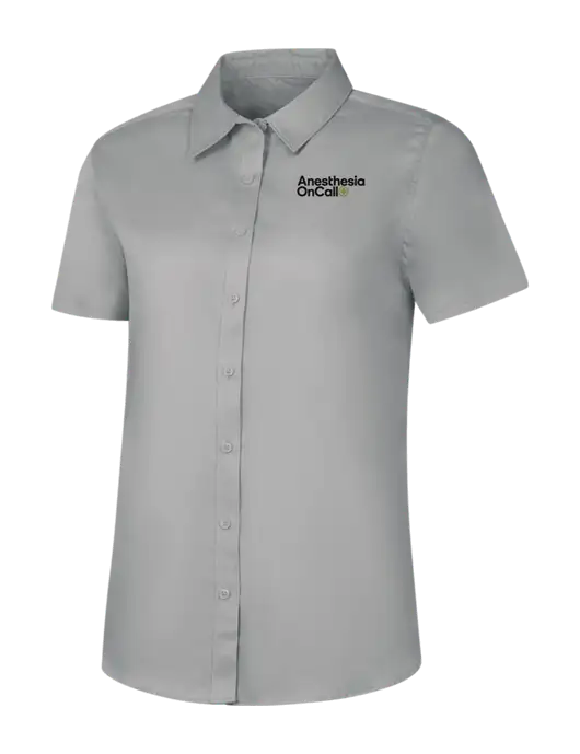 Womens Light Grey Short Sleeve Superpro React Twill Shirt w/Anesthesia OnCall Logo