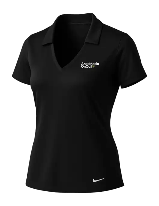 NIKE Black Womens Dri-Fit Vertical Mesh Polo w/Anesthesia OnCall Logo