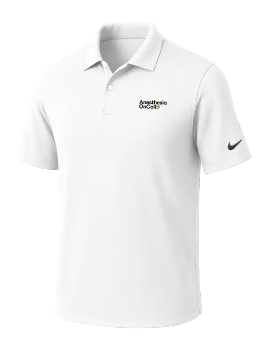 NIKE White Dri-Fit Micro Pique Polo w/Anesthesia OnCall Logo