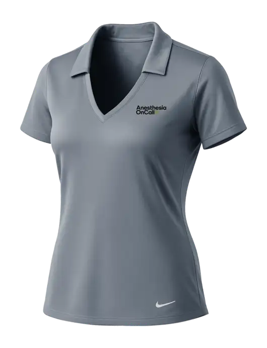 NIKE Medium Grey Womens Dri-Fit Vertical Mesh Polo w/Anesthesia OnCall Logo