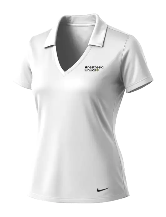 NIKE White Womens Dri-Fit Vertical Mesh Polo w/Anesthesia OnCall Logo