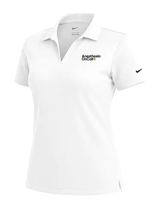 NIKE White Womens Dri-Fit Micro Pique Polo w/Anesthesia OnCall Logo