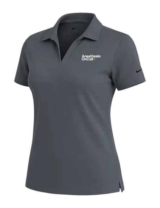 NIKE Dark Grey Womens Dri-Fit Micro Pique Polo w/Anesthesia OnCall Logo