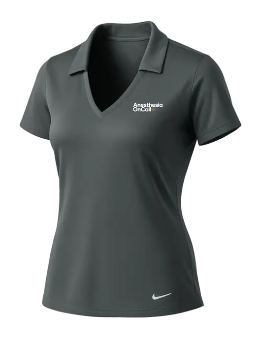 NIKE Dark Grey Womens Dri-Fit Vertical Mesh Polo w/Anesthesia OnCall Logo