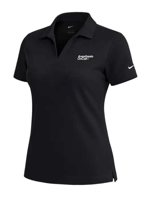 NIKE Black Womens Dri-Fit Micro Pique Polo w/Anesthesia OnCall Logo