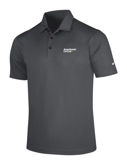 NIKE Dark Grey Dri-Fit Vertical Mesh Polo w/Anesthesia OnCall Logo