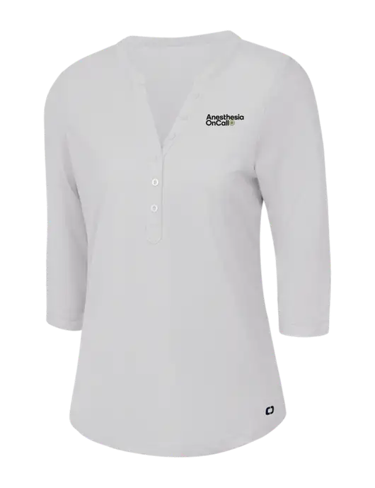 OGIO Bright White Jewel Henley w/Anesthesia OnCall Logo