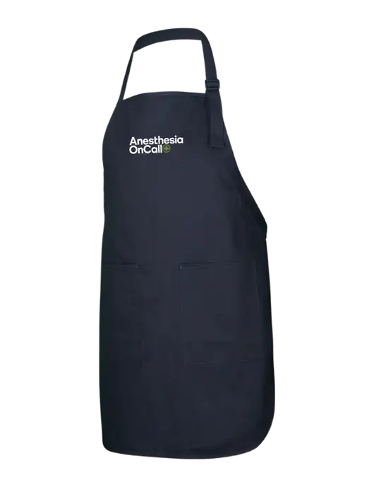 Full-Length Black Apron With Pockets w/Anesthesia OnCall Logo