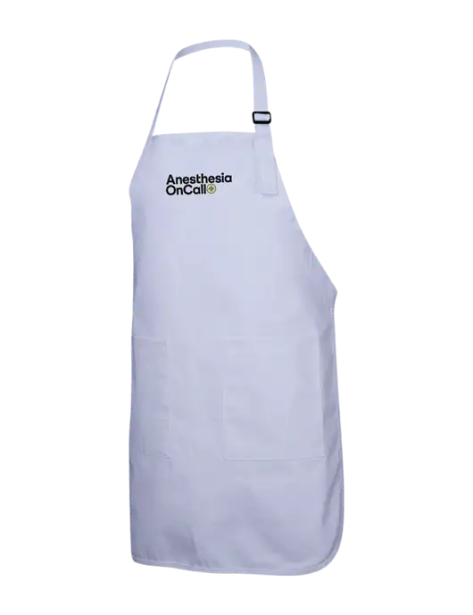 Full-Length White Apron With Pockets w/Anesthesia OnCall Logo