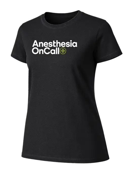 Womens Ring Spun Jet Black 4.5 oz T-Shirt w/Anesthesia OnCall Logo