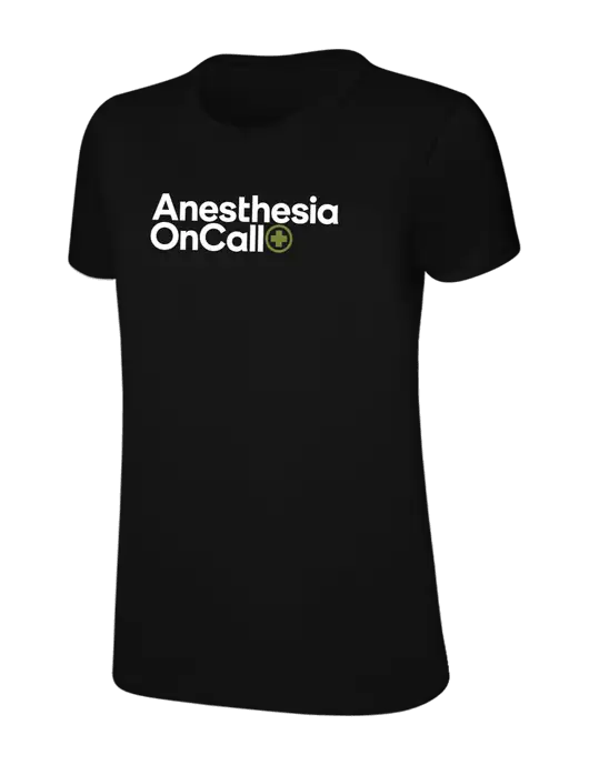 Womens Ring Spun Jet Black 4.5 oz T-Shirt w/Anesthesia OnCall Logo