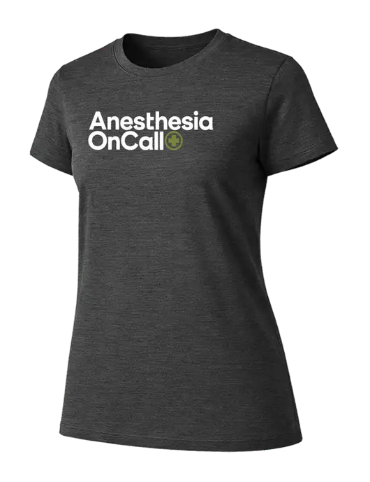 Womens Ring Spun Dark Heather Grey 4.5 oz T-Shirt w/Anesthesia OnCall Logo