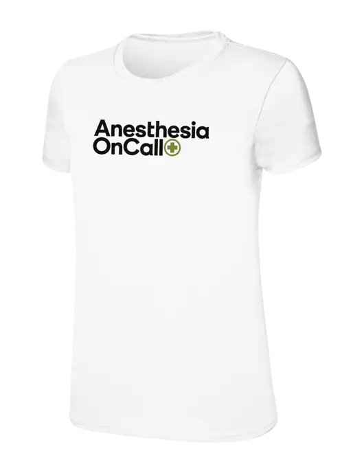 Womens Ring Spun White 4.5 oz T-Shirt w/Anesthesia OnCall Logo