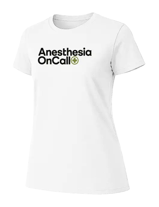 Womens Ring Spun White 4.5 oz T-Shirt w/Anesthesia OnCall Logo
