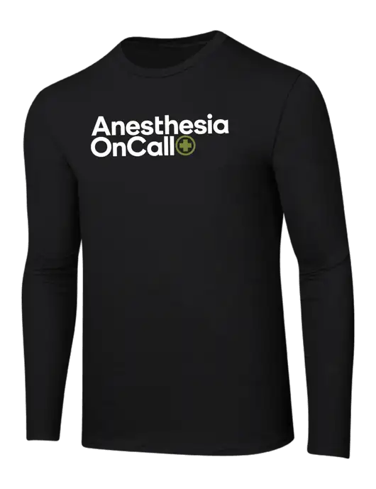Ring Spun Jet Black 4.5 oz Long Sleeve T-Shirt w/Anesthesia OnCall Logo