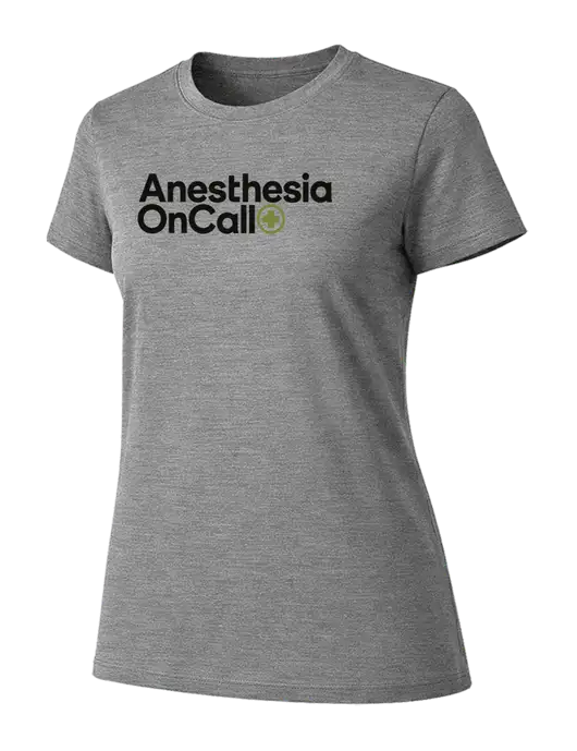 Womens Ring Spun Light Grey Heather 4.5 oz T-Shirt w/Anesthesia OnCall Logo