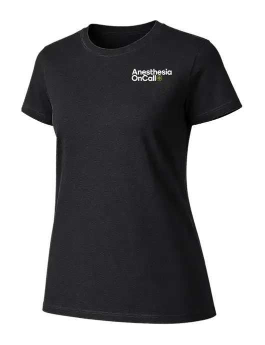Womens Ring Spun Jet Black 4.5 oz T-Shirt w/Anesthesia OnCall Logo