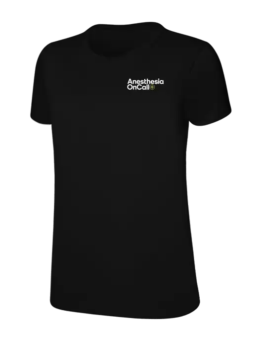 Womens Ring Spun Jet Black 4.5 oz T-Shirt w/Anesthesia OnCall Logo
