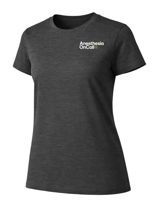 Womens Ring Spun Dark Heather Grey 4.5 oz T-Shirt w/Anesthesia OnCall Logo
