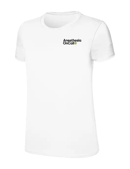 Womens Ring Spun White 4.5 oz T-Shirt w/Anesthesia OnCall Logo