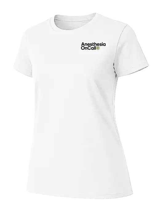 Womens Ring Spun White 4.5 oz T-Shirt w/Anesthesia OnCall Logo